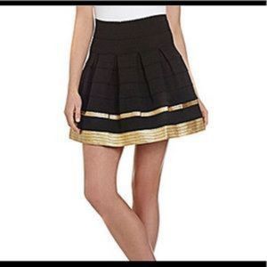 Alythea Black & Gold Fitted Flare Bandage Skirt ***NWOT!!!***